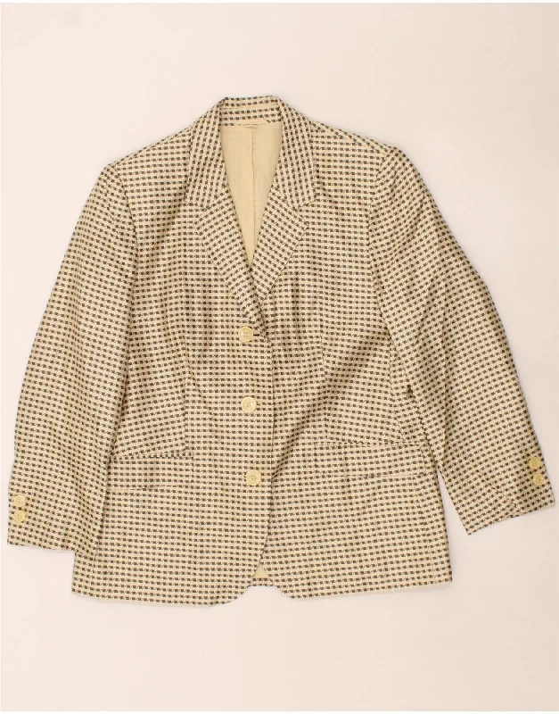 Best Clearance Sales Right Now PETER HAHN Womens 3 Button Blazer Jacket UK 18 XL Beige Geometric Silk Best Clearance Sales Right Now PETER HAHN Womens 3 Button Blazer Jacket UK 18 XL Beige Geometric Silk