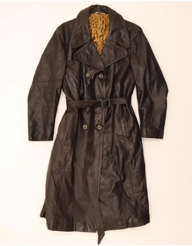 Women's Fashion Essentials VINTAGE Womens Leather Coat IT 52 2XL Brown Leather