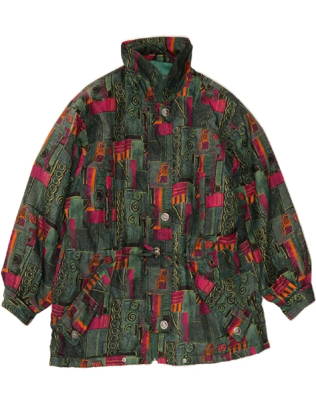 Women's Clothing Outfit Set C&A Womens Windbreaker Coat EU 42 Large Green Patchwork Polyester