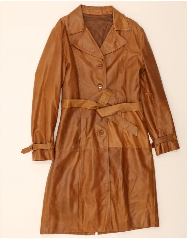 Women's Outfit VINTAGE Womens Leather Coat UK 16 Large Brown