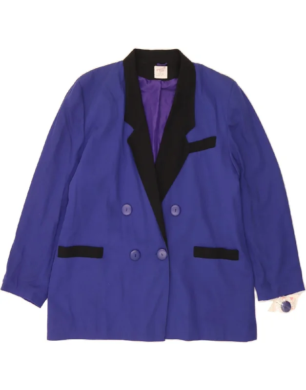 Business Casual Outfits VINTAGE Womens Double Breasted Blazer Jacket UK 22 3XL Purple Colourblock Business Casual Outfits VINTAGE Womens Double Breasted Blazer Jacket UK 22 3XL Purple Colourblock