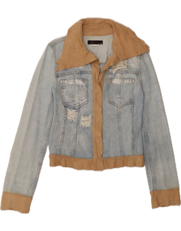 Stylish Outerwear Clothing For Women ADELE FADO Womens Crop Denim Jacket IT 40 Small Blue Colourblock Stylish Outerwear Clothing For Women ADELE FADO Womens Crop Denim Jacket IT 40 Small Blue Colourblock