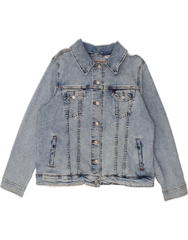 Best Online Boutiques LEVI'S Womens Denim Jacket UK 20 2XL Blue Cotton