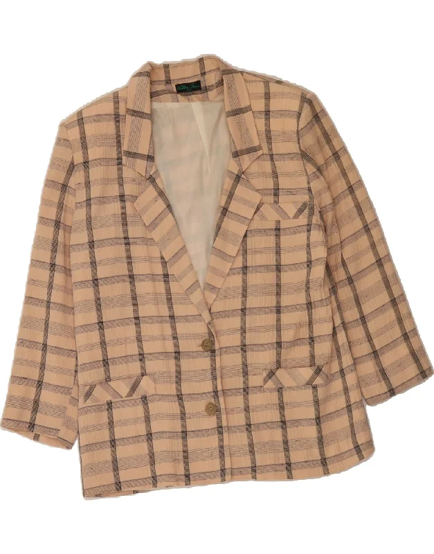Trendy Boutique Online VINTAGE Womens 2 Button 3/4 Sleeve Blazer Jacket UK 18 XL Beige Check Trendy Boutique Online VINTAGE Womens 2 Button 3/4 Sleeve Blazer Jacket UK 18 XL Beige Check