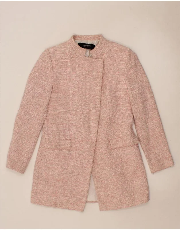 Bold and Elegant Women's Fashion ZARA Womens Overcoat UK 14 Large Pink Flecked