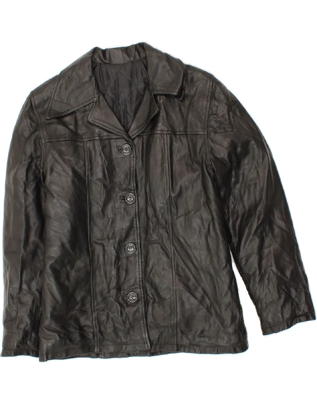 Affordable Women's Apparel VINTAGE Womens Leather Jacket US 8 Medium Black