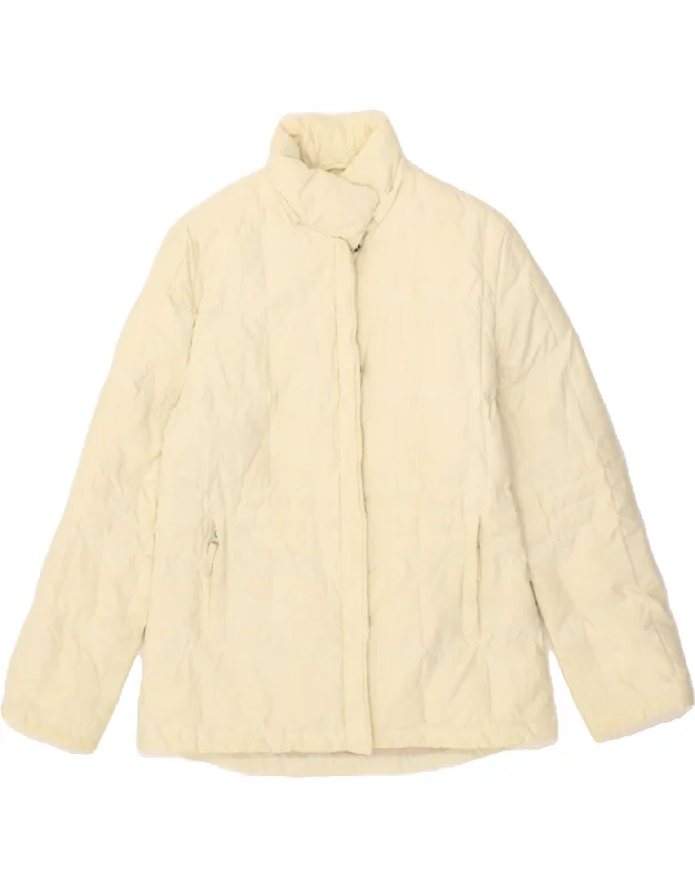 Fashion Essentials FILA Womens Padded Jacket UK 14 Large Off White Cotton