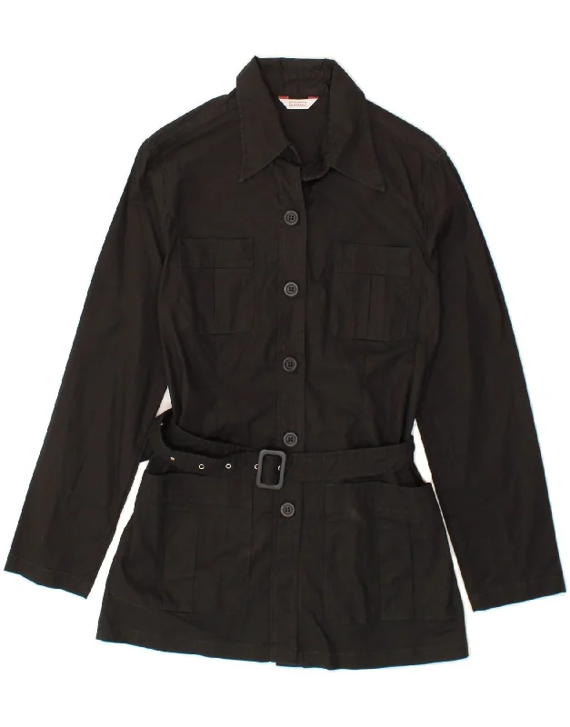 Women's Outerwear for All Weather Conditions STEFANEL Womens Utility Jacket UK 12 Medium Black Cotton