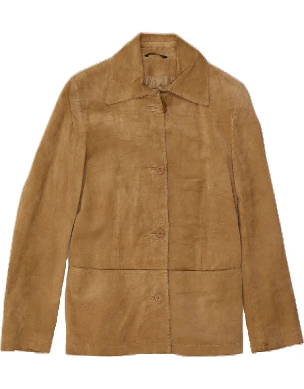 Women's Clothes For The Office STUDIO 81 Womens Suede Jacket IT 44 Medium Brown Leather