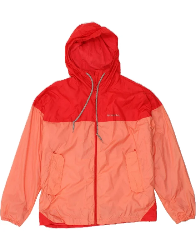Affordable Women's Outfit COLUMBIA Womens Oversized Hooded Rain Jacket UK 18 XL Red Colourblock Affordable Women's Outfit COLUMBIA Womens Oversized Hooded Rain Jacket UK 18 XL Red Colourblock