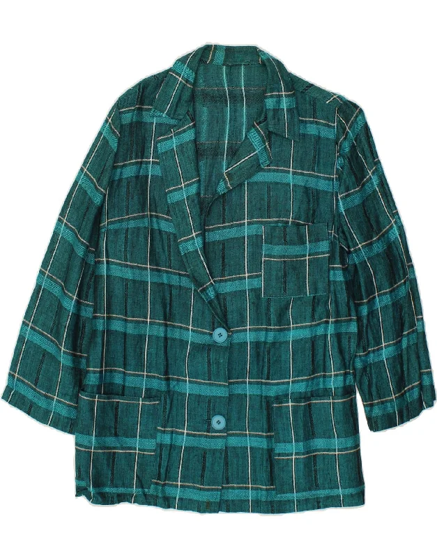 Women's Party Outfit VINTAGE Womens 2 Button Blazer Jacket UK 14 Large Blue Check