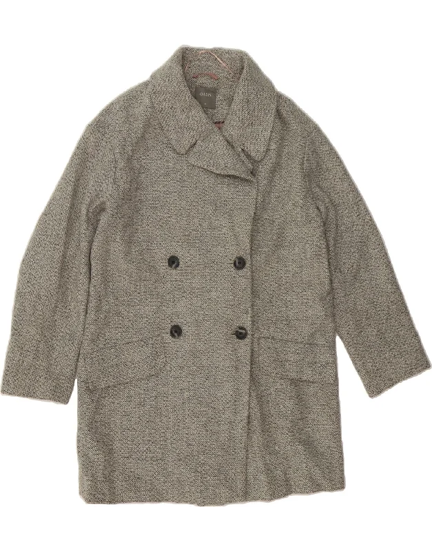 Women's Seasonal Fashion Trends OASIS Womens Double Breasted Coat UK 14 Medium Grey