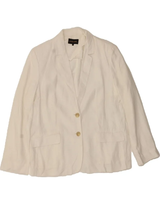 Women's Cozy Winter Attire JAEGER Womens 2 Button Blazer Jacket UK 14 Medium White Cotton Women's Cozy Winter Attire JAEGER Womens 2 Button Blazer Jacket UK 14 Medium White Cotton