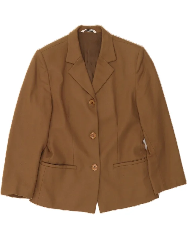 Women's Seasonal Attire VINTAGE Womens 3 Button Blazer Jacket IT 42 Medium Brown Wool Women's Seasonal Attire VINTAGE Womens 3 Button Blazer Jacket IT 42 Medium Brown Wool