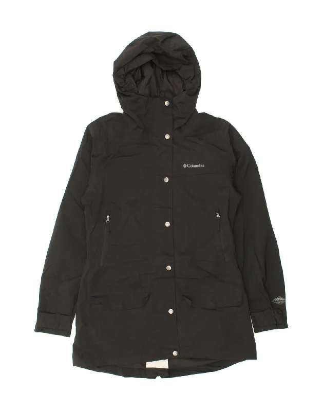 Luxury Fashion COLUMBIA Womens Hooded Rain Jacket UK 14 Medium Black Polyester