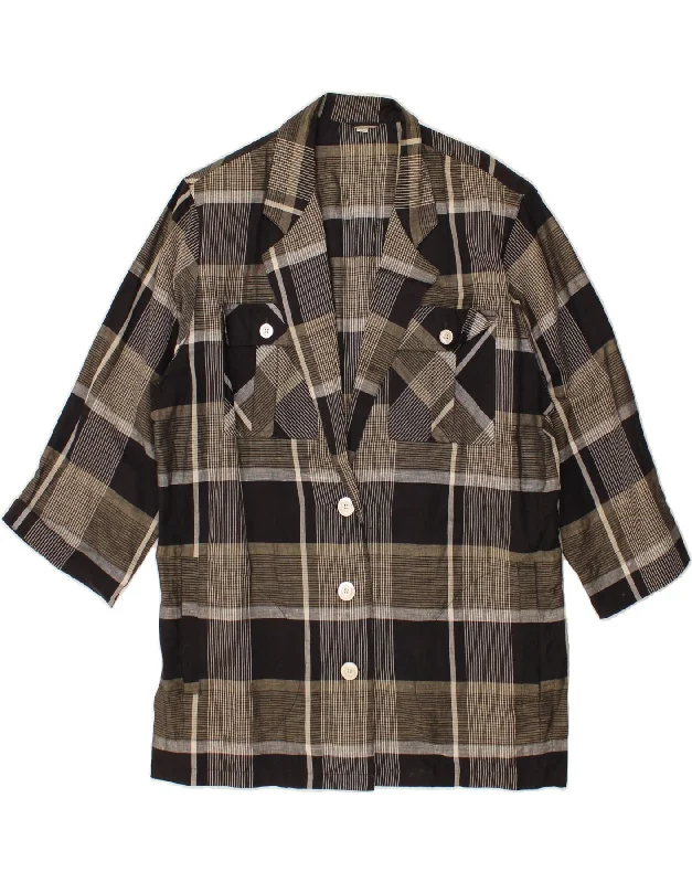 Best Online Boutiques INCOM Womens Carol 3/4 Sleeve Blazer Jacket IT 44 Medium Black Check