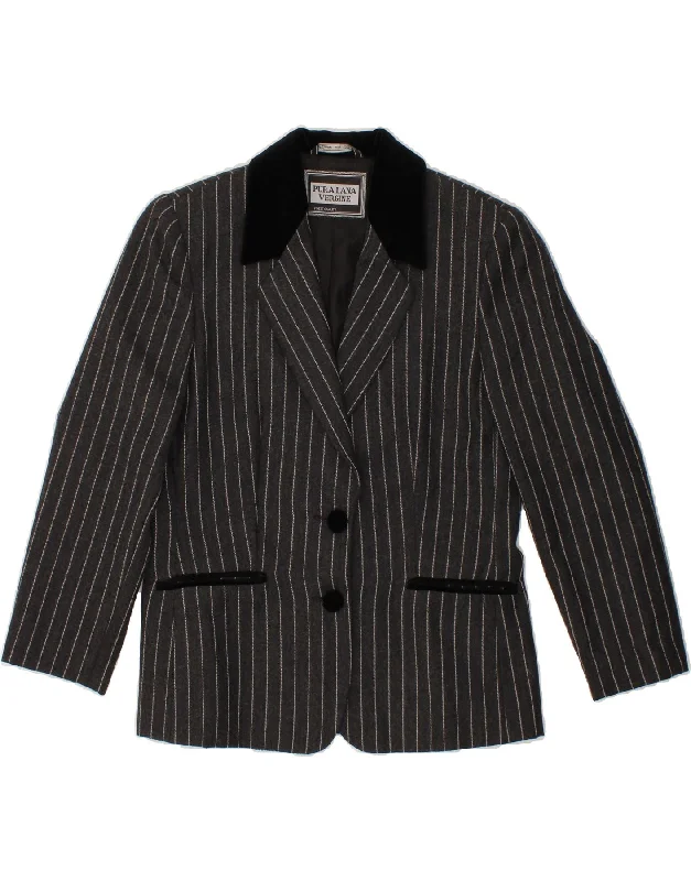 New Arrival Discount VINTAGE Womens 2 Button 3/4 Sleeve Blazer Jacket UK 14 Medium Grey Striped New Arrival Discount VINTAGE Womens 2 Button 3/4 Sleeve Blazer Jacket UK 14 Medium Grey Striped