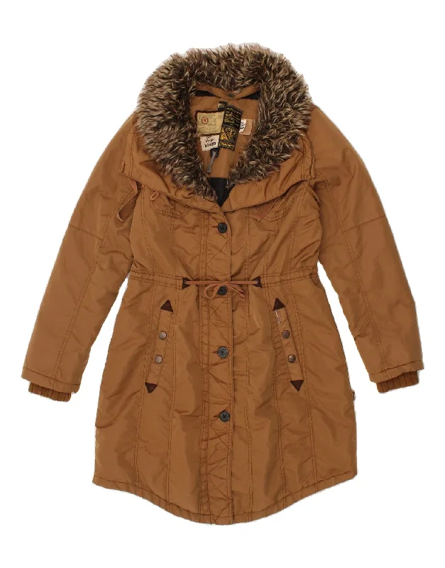 Women's Athletic Outfit KHUJO Womens Windbreaker Coat UK 18 XL Brown Polyester