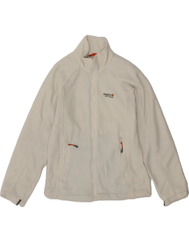 Street Style Fashion REGATTA Womens Fleece Jacket UK 10 Small White Polyester