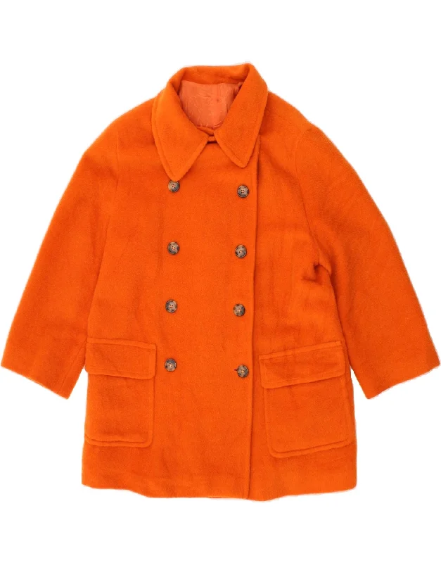 Outfits For Girls VINTAGE Womens Double Breasted Coat IT 46 Large Orange Mohair