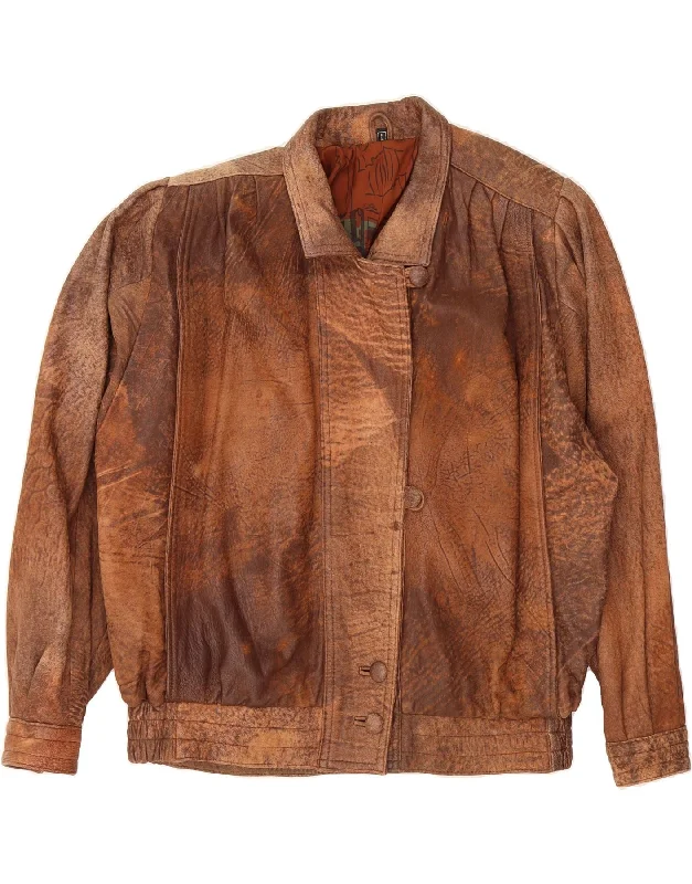 Women's Comfy Loungewear Outfit VINTAGE Womens Leather Jacket UK 16 Large Brown