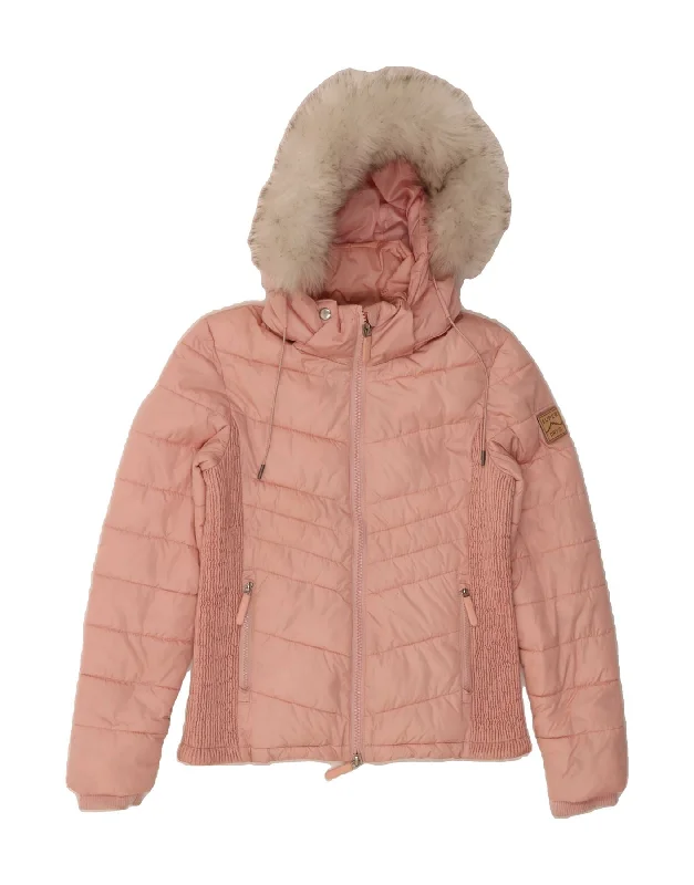 Timeless Women's Apparel SUPERDRY Womens Hooded Padded Jacket UK 8 Small Pink Polyester Timeless Women's Apparel SUPERDRY Womens Hooded Padded Jacket UK 8 Small Pink Polyester