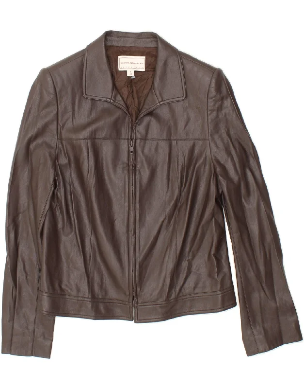 Trendy Women's Dresses Online GLORIA ESTELLES Womens Leather Jacket EU 44 XL Brown
