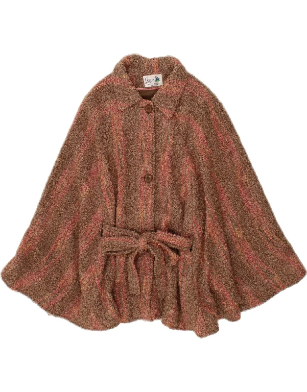Affordable Fashion for Women DOOGAN DONEGAL Womens Poncho Coat One Size Brown Striped Wool