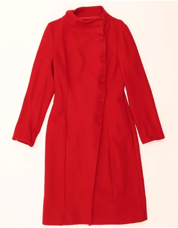 Women's Holiday Attire FEVER Womens Overcoat UK 10 Small Red Wool