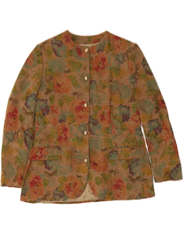 Affordable Women's Clothes SEVENTY Womens 5 Button Blazer Jacket IT 44 Medium Brown Floral Cotton Affordable Women's Clothes SEVENTY Womens 5 Button Blazer Jacket IT 44 Medium Brown Floral Cotton