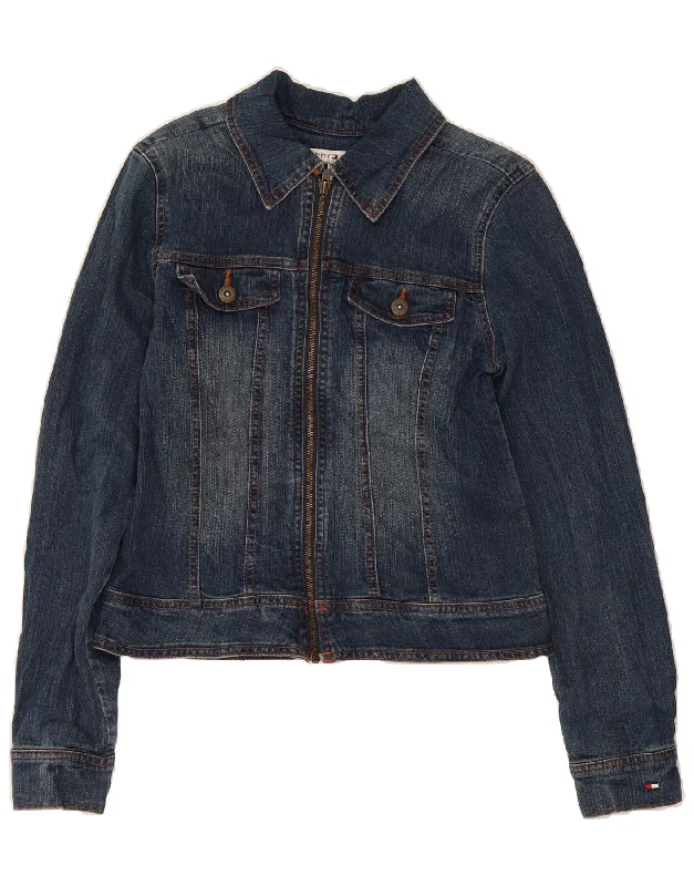 Women's Holiday Clothes TOMMY HILFIGER Womens Crop Denim Jacket UK 10 Small Blue Cotton Women's Holiday Clothes TOMMY HILFIGER Womens Crop Denim Jacket UK 10 Small Blue Cotton