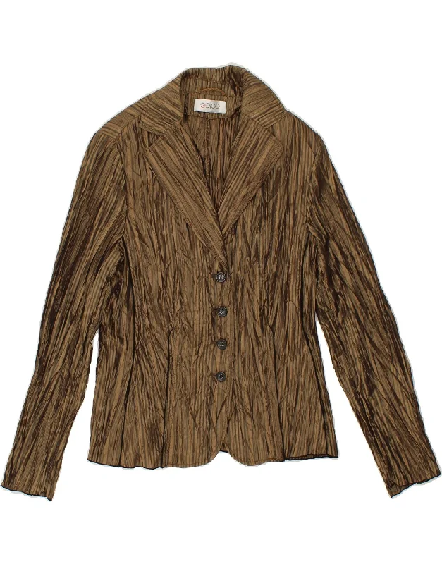 Women's Elegant Apparel VINTAGE Womens 4 Button Blazer Jacket UK 12 Medium Khaki Striped Nylon Women's Elegant Apparel VINTAGE Womens 4 Button Blazer Jacket UK 12 Medium Khaki Striped Nylon