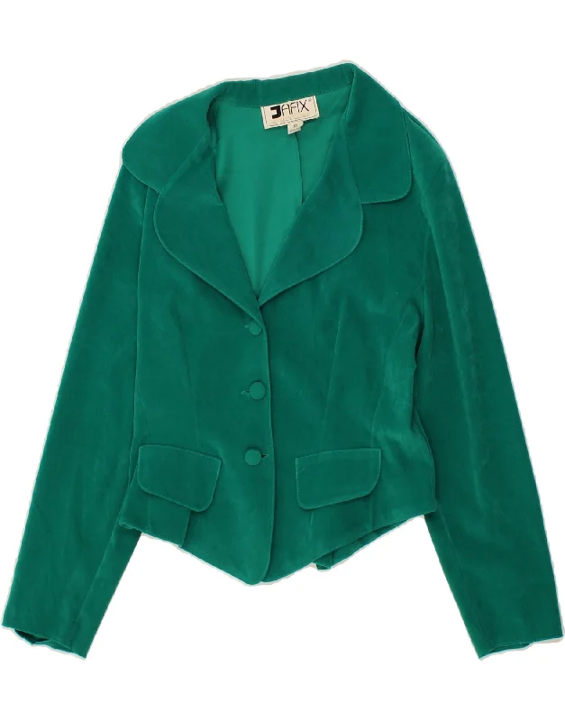 Trendy Athleisure Clothing For Women VINTAGE Womens 3 Button 3/4 Sleeve Blazer Jacket UK 18 XL Green