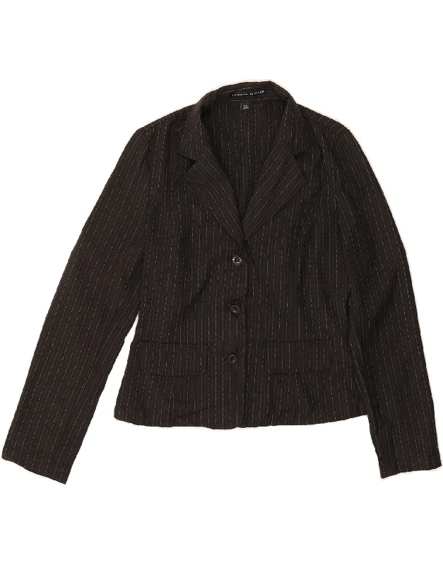 Comfortable Women's Apparel TOMMY HILFIGER Womens 3 Button Blazer Jacket UK 14 Medium Black Pinstripe
