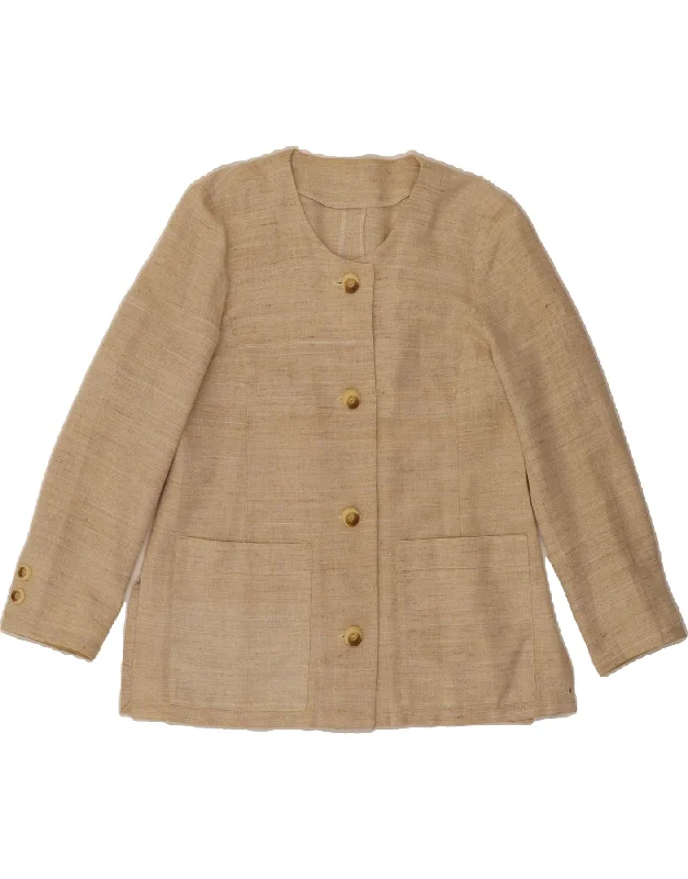 Women's High-Fashion Clothes VINTAGE Womens 4 Button Blazer Jacket UK 14 Medium Beige
