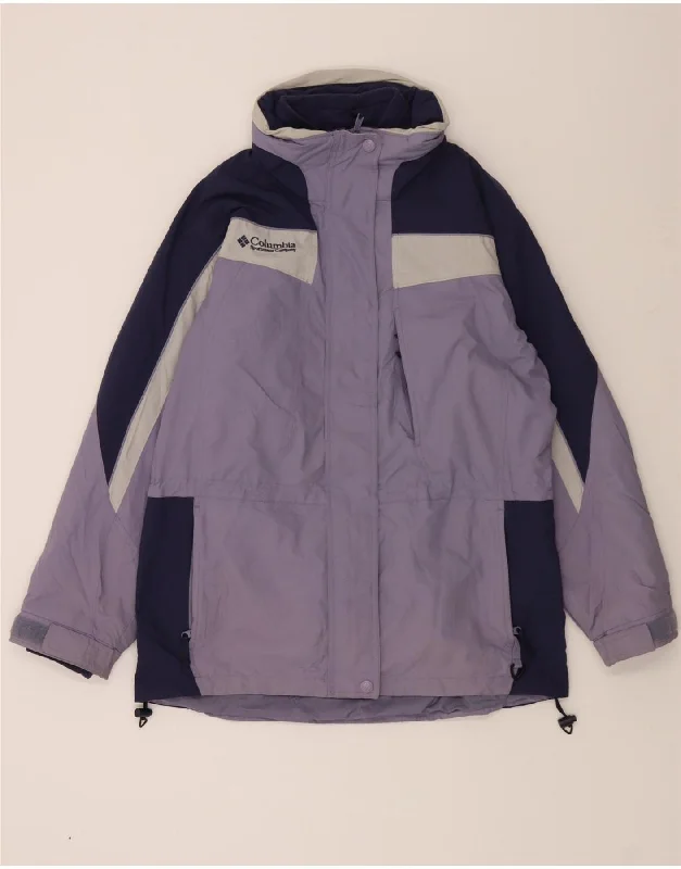 Unique Women's Fashion Pieces COLUMBIA Womens Windbreaker Jacket UK 14 Medium Purple Colourblock Nylon