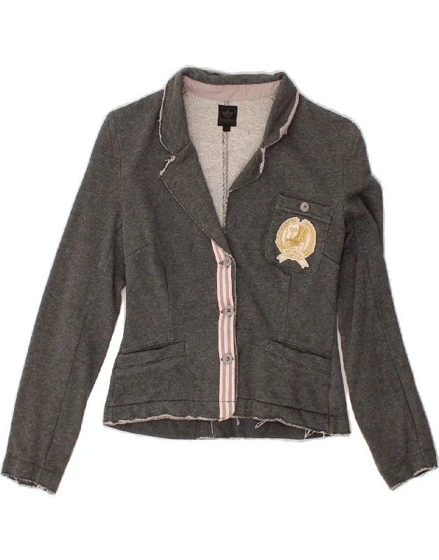 Women's Casual Apparel ADIDAS Womens 3 Button Blazer Jacket IT 40 Small Grey Cotton