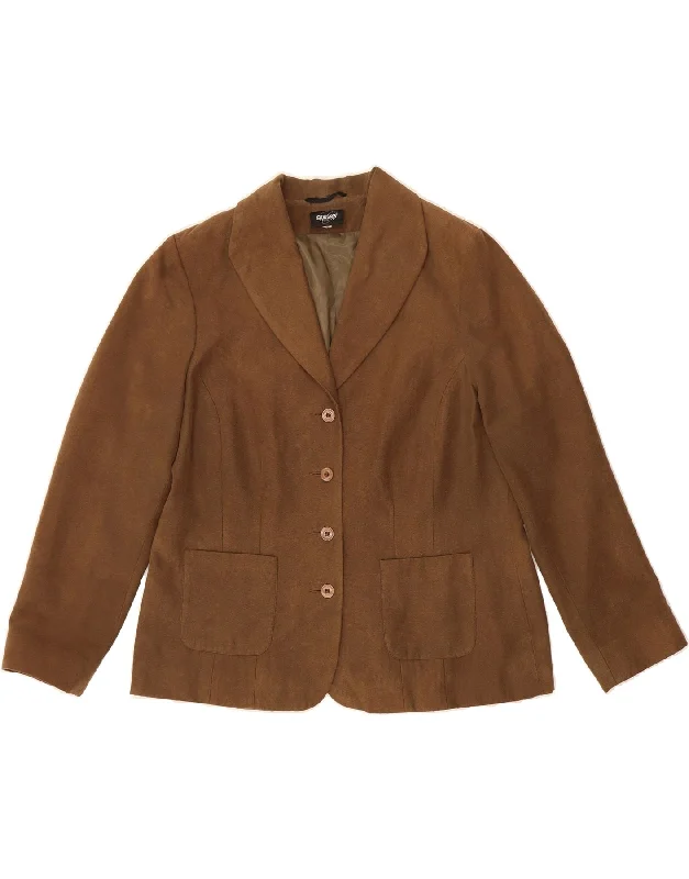 Women's Athletic Apparel GODSKE Womens 4 Button Blazer Jacket UK 16 Large Brown Polyester