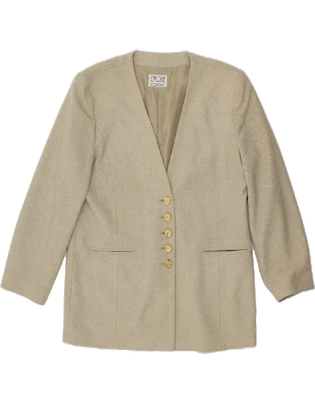 Flash Sale Or Flash Sales VINTAGE Womens 5 Button Blazer Jacket UK 14 Large Beige Polyester Flash Sale Or Flash Sales VINTAGE Womens 5 Button Blazer Jacket UK 14 Large Beige Polyester
