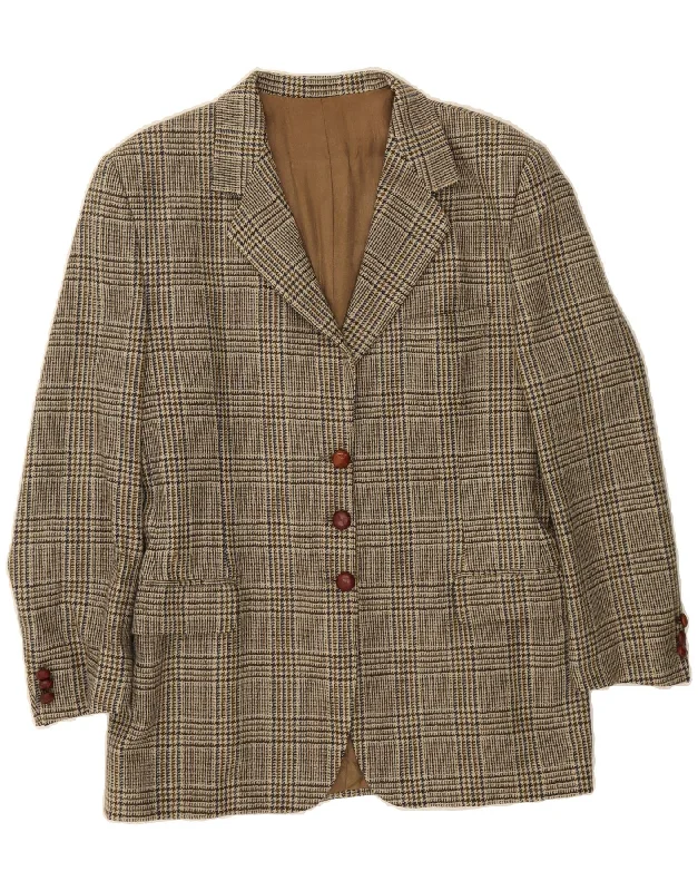 Trendy Athleisure Clothing For Women VINTAGE Womens 3 Button Blazer Jacket IT 50 XL Brown Houndstooth Wool Trendy Athleisure Clothing For Women VINTAGE Womens 3 Button Blazer Jacket IT 50 XL Brown Houndstooth Wool