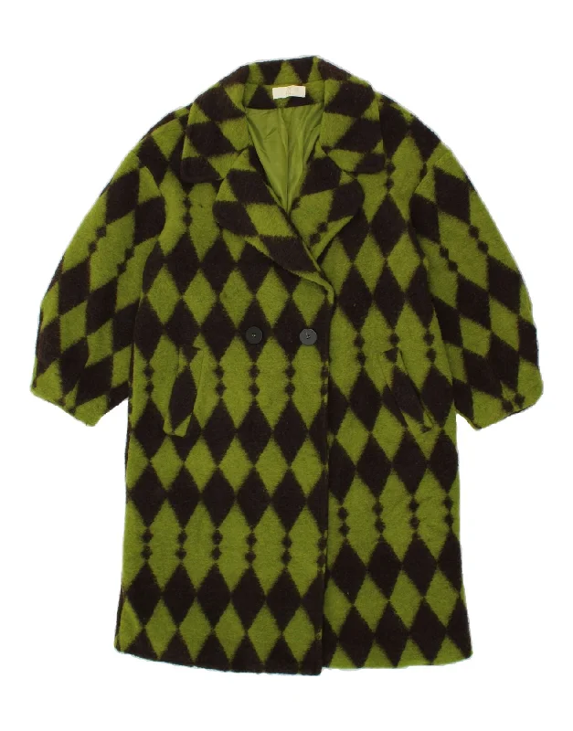 Women's Fashion-Forward Apparel VINTAGE Womens Double Breasted Overcoat UK 16 Large Green Geometric Wool Women's Fashion-Forward Apparel VINTAGE Womens Double Breasted Overcoat UK 16 Large Green Geometric Wool