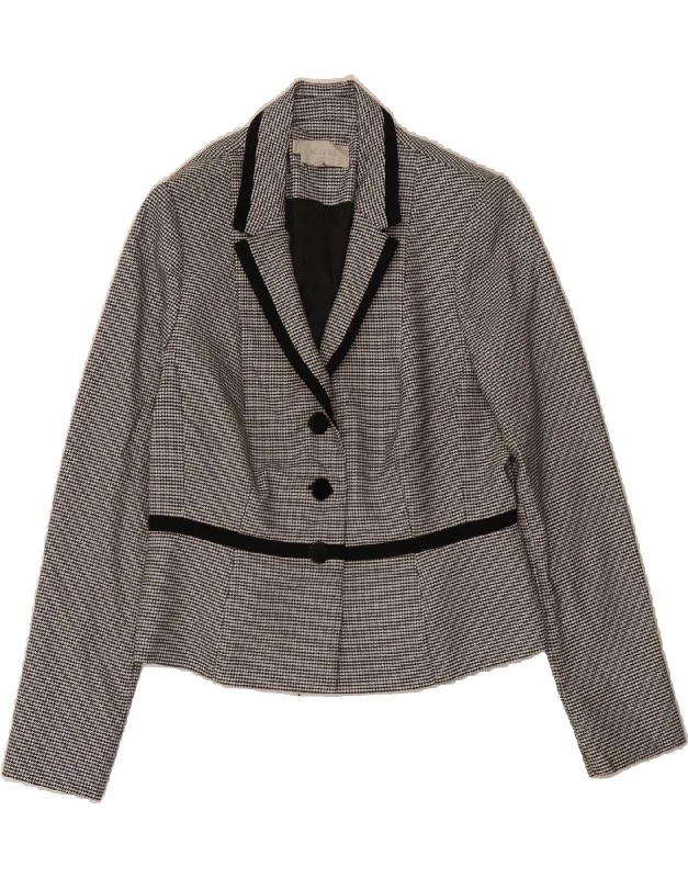Women's Clothing Sets HOBBS Womens 3 Button Blazer Jacket UK 14 Medium Grey Houndstooth