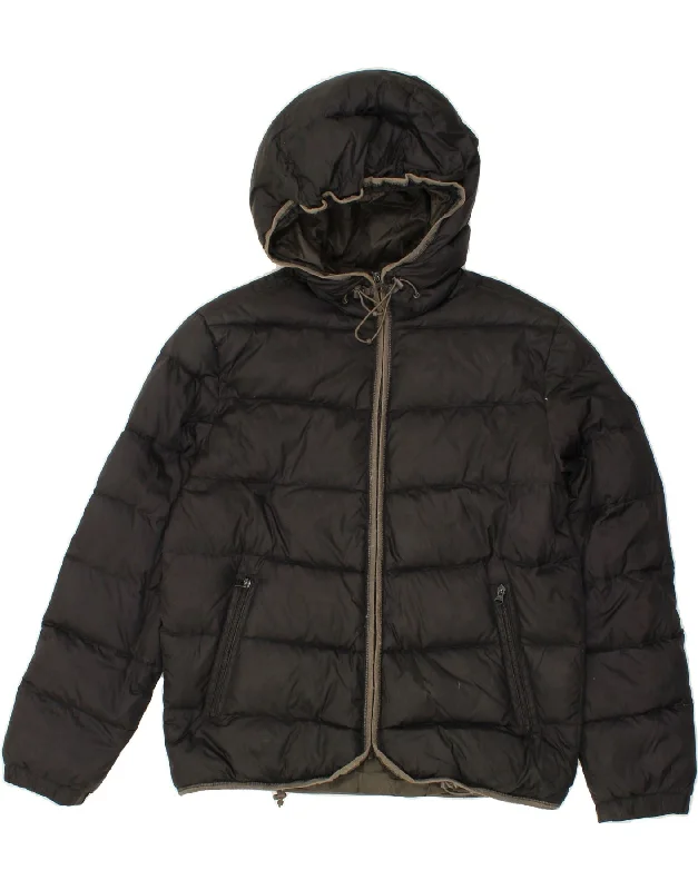 Women's Holiday Clothes REPLAY Womens Perfect Fit Hooded Padded Jacket UK 14 Large Black Polyamide