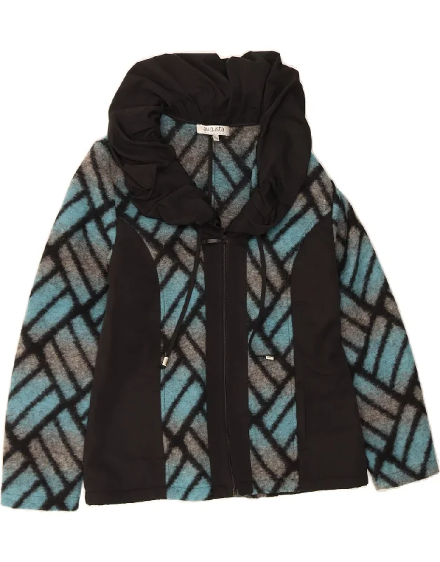 Minimalist Women's Fashion Clothing AUGUSTA Womens Crop Overcoat UK 12 Medium Blue Geometric Wool