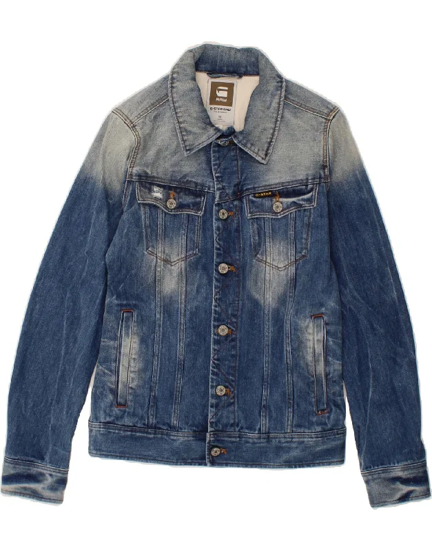 End Of Season Sale Clothing G-STAR Womens Denim Jacket UK 10 Small Blue Cotton