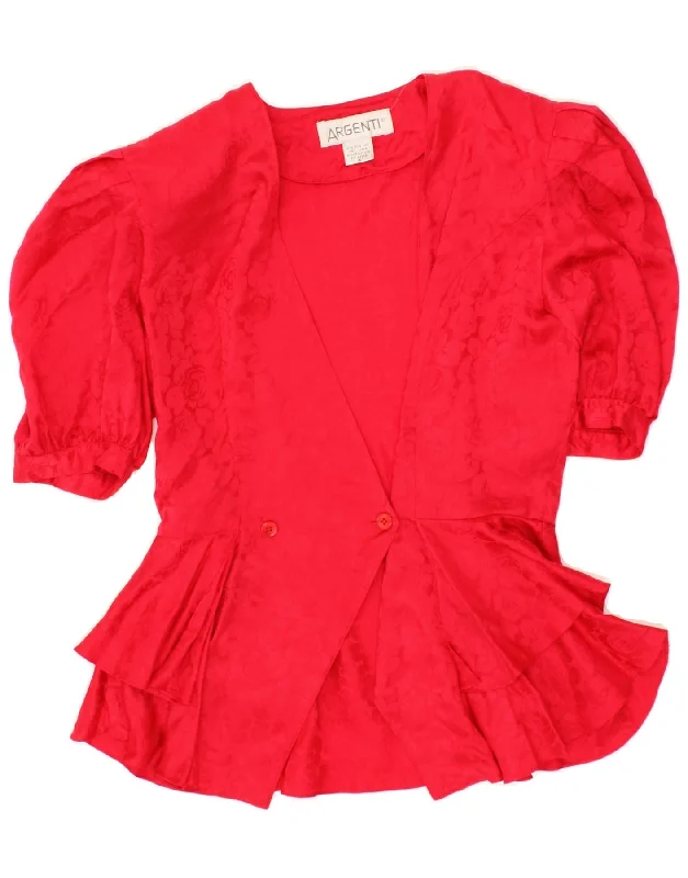 Women's Clothing Brands VINTAGE Womens Short Sleeve Blazer Jacket US 4 Small Red Floral
