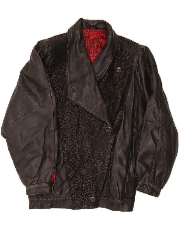 Timeless Women's Fashion Styles VINTAGE Womens Leather Jacket UK 16 Large Black Geometric Leather Timeless Women's Fashion Styles VINTAGE Womens Leather Jacket UK 16 Large Black Geometric Leather