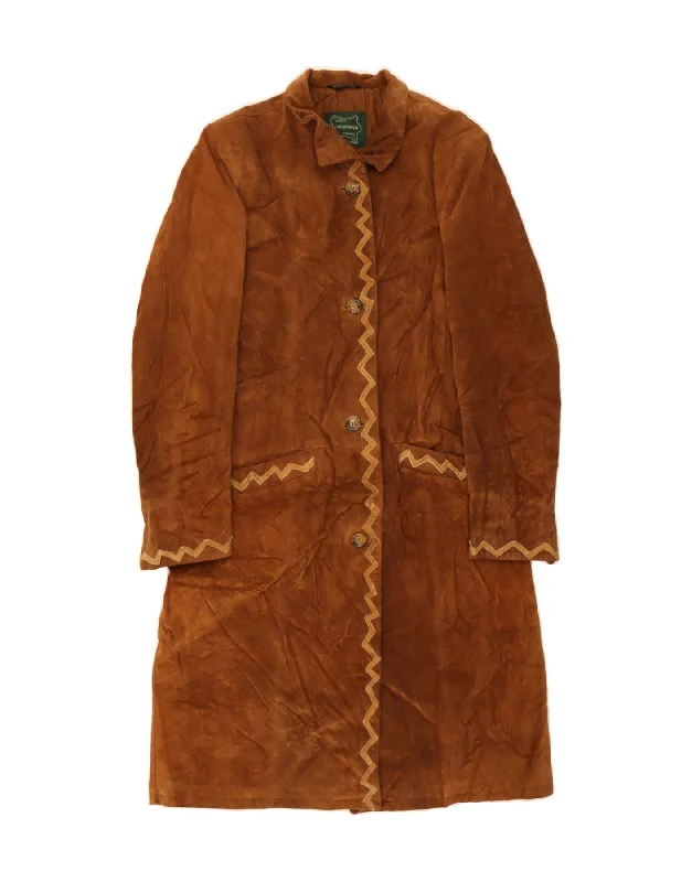 End Of Season Sale Clothing VINTAGE Womens Suede Overcoat UK 14 Medium Brown