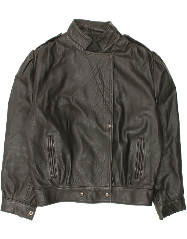 Women's Comfy Attire For Lounging VINTAGE Womens Leather Jacket UK 16 Large Black