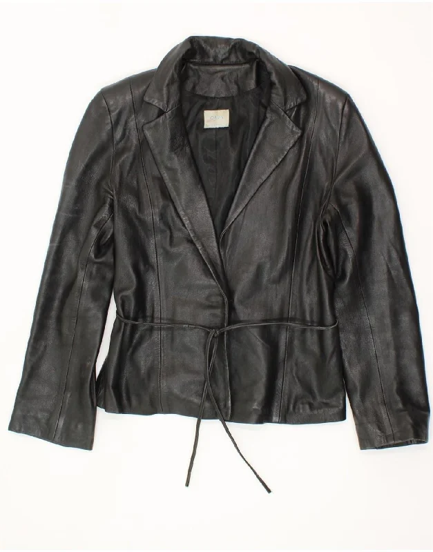 Online Boutiques Affordable OASIS Womens Leather Jacket UK 14 Large Black Leather